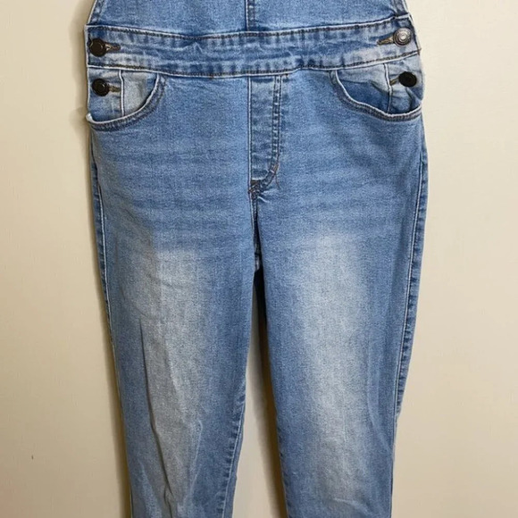 BLUENOTES Denim Overalls Blue Light Wash Bibbed Cotton Tapered Leg Boho Size XS - Picture 4 of 11